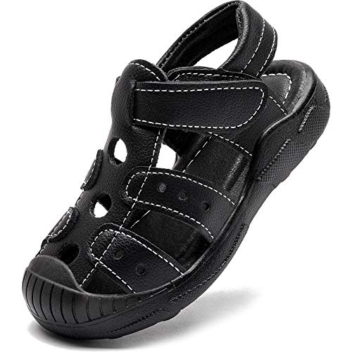 Boys&Girls Summer Sandals Closed Toe Water Shoes For Kids Beach Aqua Shoes(6.5toddler-Black ccc)