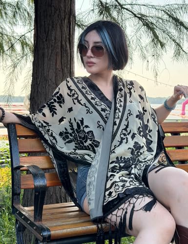 Image of MJ SERECA Women's Casual Long Velvet Kimono