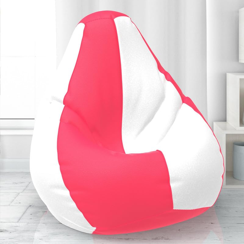 BiggieBean Bag Cover 4XL- Official: Lazy Sacks Bean Bags - for Adults - Max User Height : 5.5-6 Ft.-Weight : 70-99 Kgs(Model: Pink White)-image-13