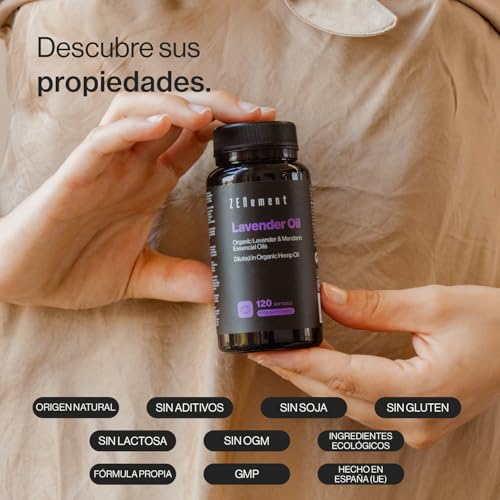 Aceite de Lavanda - Con Aceites de Lavanda, Mandarina y Cáñamo Ecológicos, Vitamina E - 120 Cápsulas Blandas, Fórmula Avanzada para Relajación y Equilibrio Interior - Zenement - imagen 2