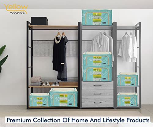 Image of Yellow Weaves Foldable Cloth Storage Box /Wardrobe Organizer, 44 LTR, 2 pieces, Blue