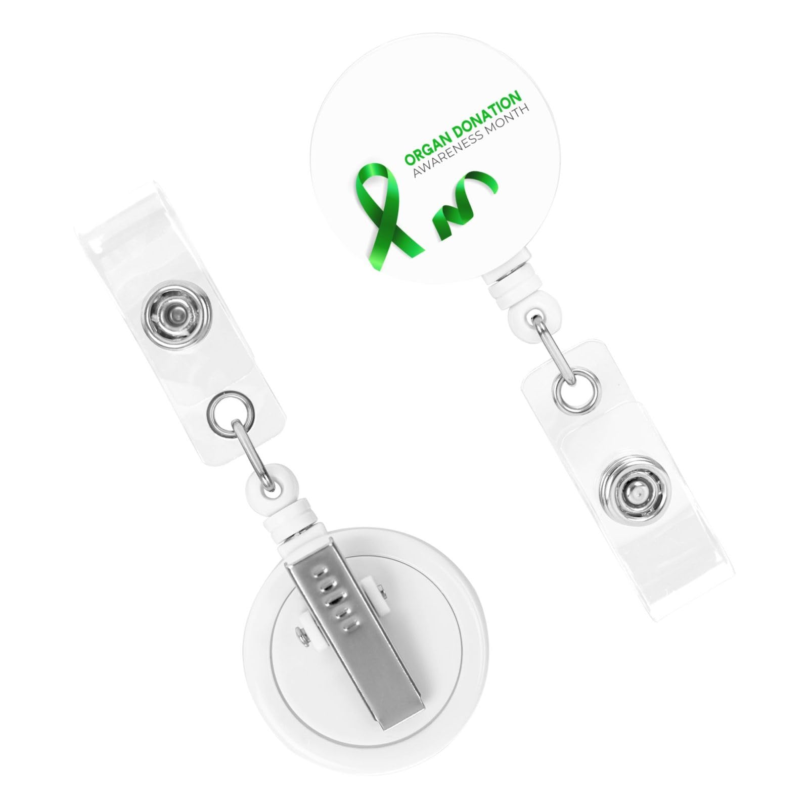 Organ Donation Awareness Month Green Ribbon Badge Reel Retractable Clip Id Card Holder Tags Gifts for Nurse Teacher Office Doctors