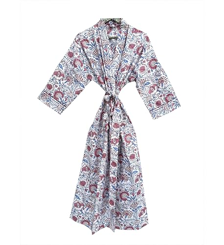 Image of Hand block print Cotton Kimono bikini cover up,Indian Hand block print Cotton Bath Robe,Swim Wear,Nighrwere Dressing Gown