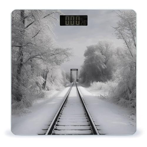 Báscula digital de baño Snowy Train Tracks 400 lb