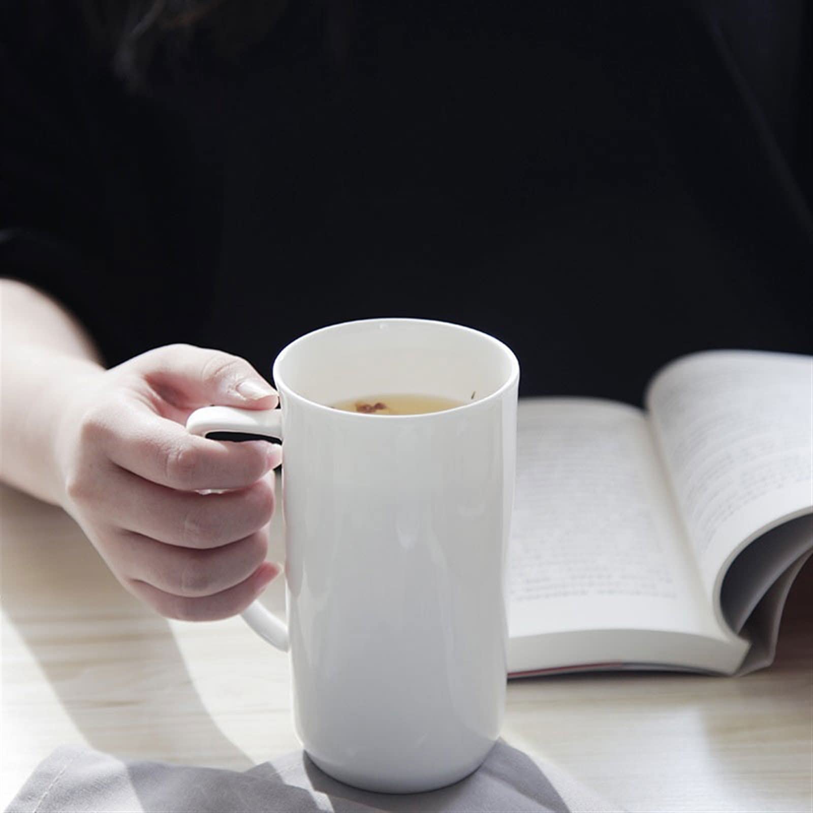 Ceramiczny kubek do kawy 500ML super pojemność kubek z porcelany kostnej prosty i piękny kubek do kawy z pokrywką kubek do mleka, biały zestaw kubków do kawy