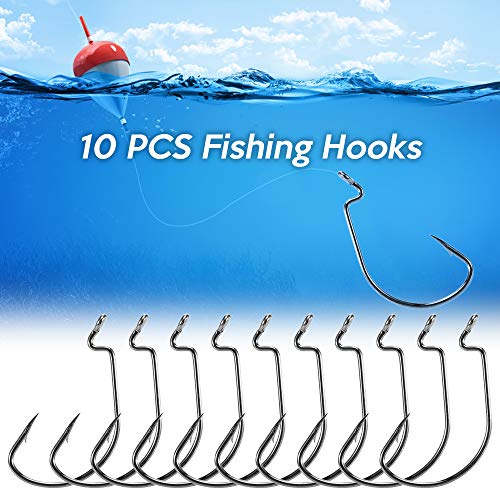 Yialia 10 PCS ganchos de pesca de alta de aço carbono isca macia ganchos de peixe anzóis equipamento