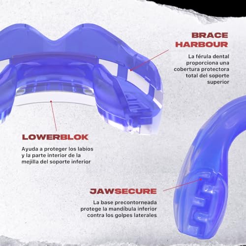 Safejawz Protector bucal para aparatos ortopédicos. para Todos los Deportes de Contacto, incluidos rugby, MMA, artes marciales de kickboxing, judo, hockey y boxeo (Azul Heilo) - imagen 3