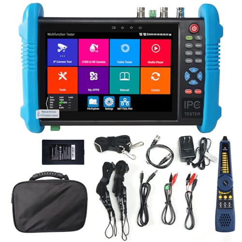 8K IP Camera Tester, WANLUTECH CCTV Tester 7 inch Touchscreen 8MP TVI CVI AHD SDI CVBS Camera Test RJ45 Cable Tester PoE Network Tools RS485 WiFi HDMI I/O VGA in (IPC-9800CADHS Pro)