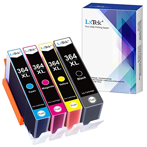 LxTek Compatible Cartouches d'encre Remplacement pour HP 364 364XL pour Photosmart 5510 5512 5515 5520 6510 6520 B110a B109a Deskjet 3070A 3520 Officejet 4620 4622 (Noir Cyan Magenta Jaune, 4-Pack)