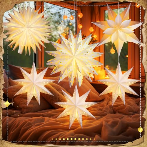 Image of Watersay 6 Pack Christmas Paper Snowflake Lantern with Lights