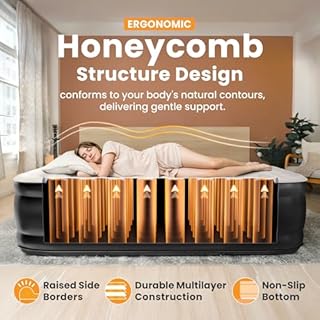 Dr. air Twin Air Mattress with Built-in Pump, 18” Raised Blow Up Mattress - 500 lbs Max Honeycomb Design, 3-Min Inflation, Waterproof Velvety Top, Ideal for Home, Guests & Camping, Colchon Inflable