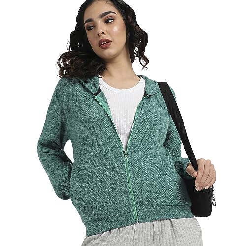 Image of PINACOLADA Women's Colorblock Sweatshirt with Ribbed Hem for Casual Wear | Low-High Neck | Long Sleeve | Button Closure | Cotton Sweatshirt Crafted with Comfort Fit for Everyday Wear