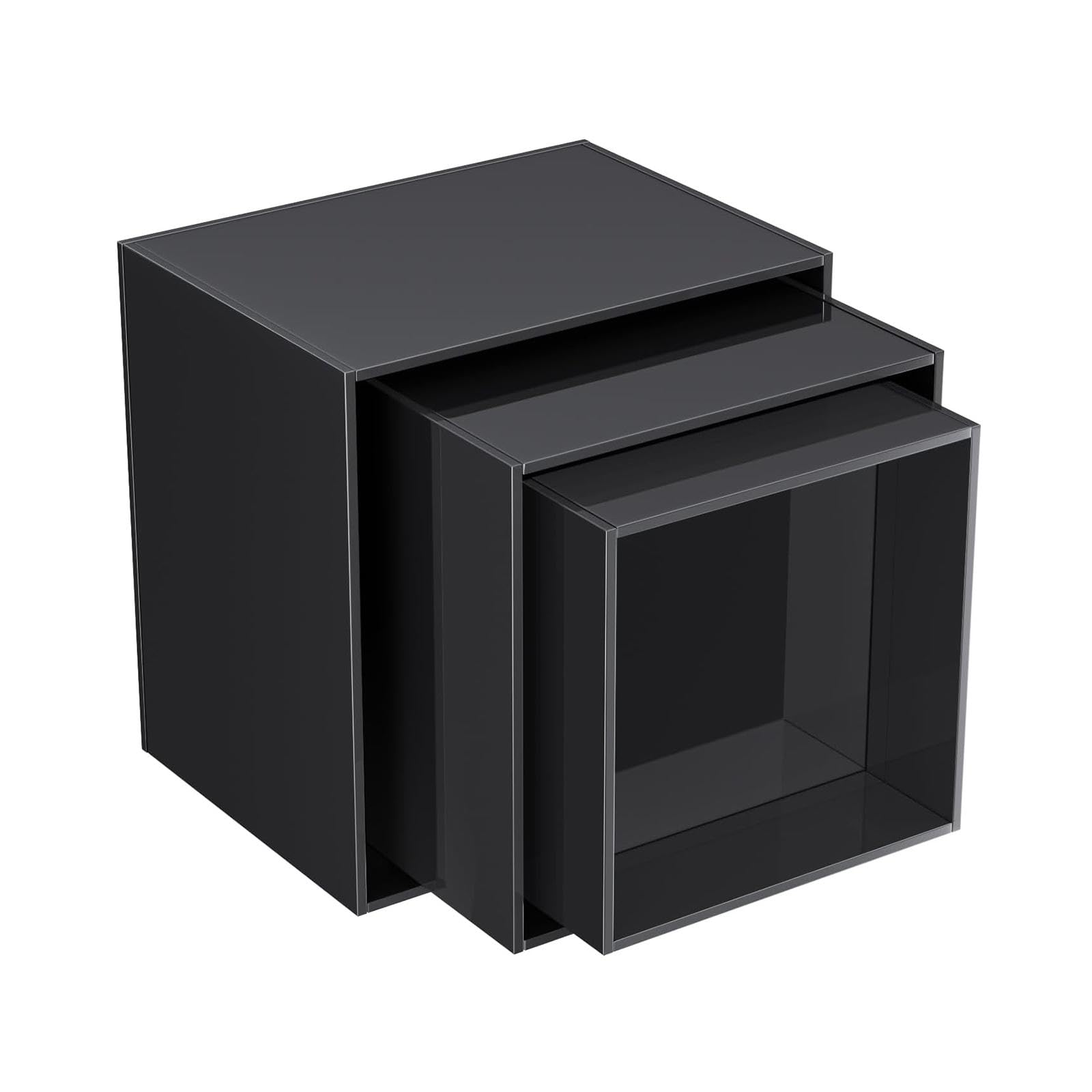 3 Pezzi Alzate per Buffet Espositore Cubo Acrilico Alzate Nesting Set da Tavolo da Dessert per Artigianato di Caramelle Matrimonio Festa di Compleanno , Nero