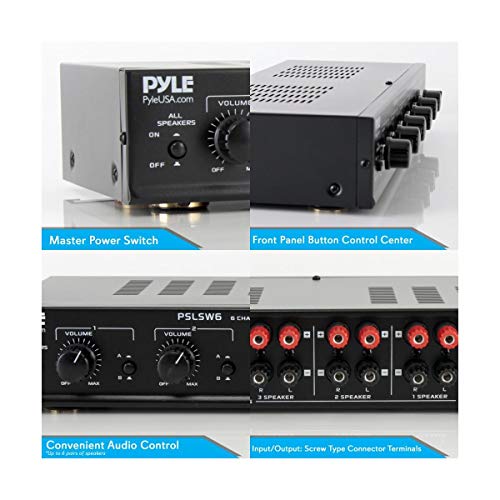 Pyle FBA-PSLSW6 6 Channel Speaker Selector Switch - Multi Zone A B Speaker Distribution Controller Box W/ Independent Audio Source Volume Control, Supports Home Theater Stereo Receiver System thumb #2
