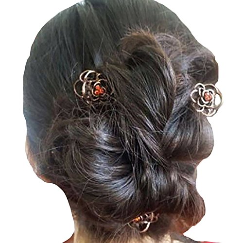 3 mini pinzas de cabello vintage en forma de rosa metálicas miniatura 7