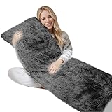 ZonLi Fluffy Body Pillow, Full Body Pillows for Adults, Long Pillow for Sleeping with Removable Cover and Adjustable Filling for Side Sleeper & Pregnancy，Large and Firm Pillow(Black)