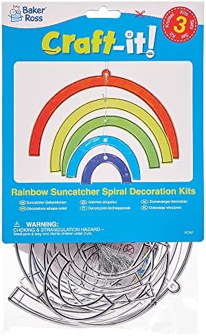Baker Ross FC767 Rainbow Suncatcher Spiral Decoration Kits - Pack of 3, Painting Craft Kit for Kids, Stained Glass Window Crafts
