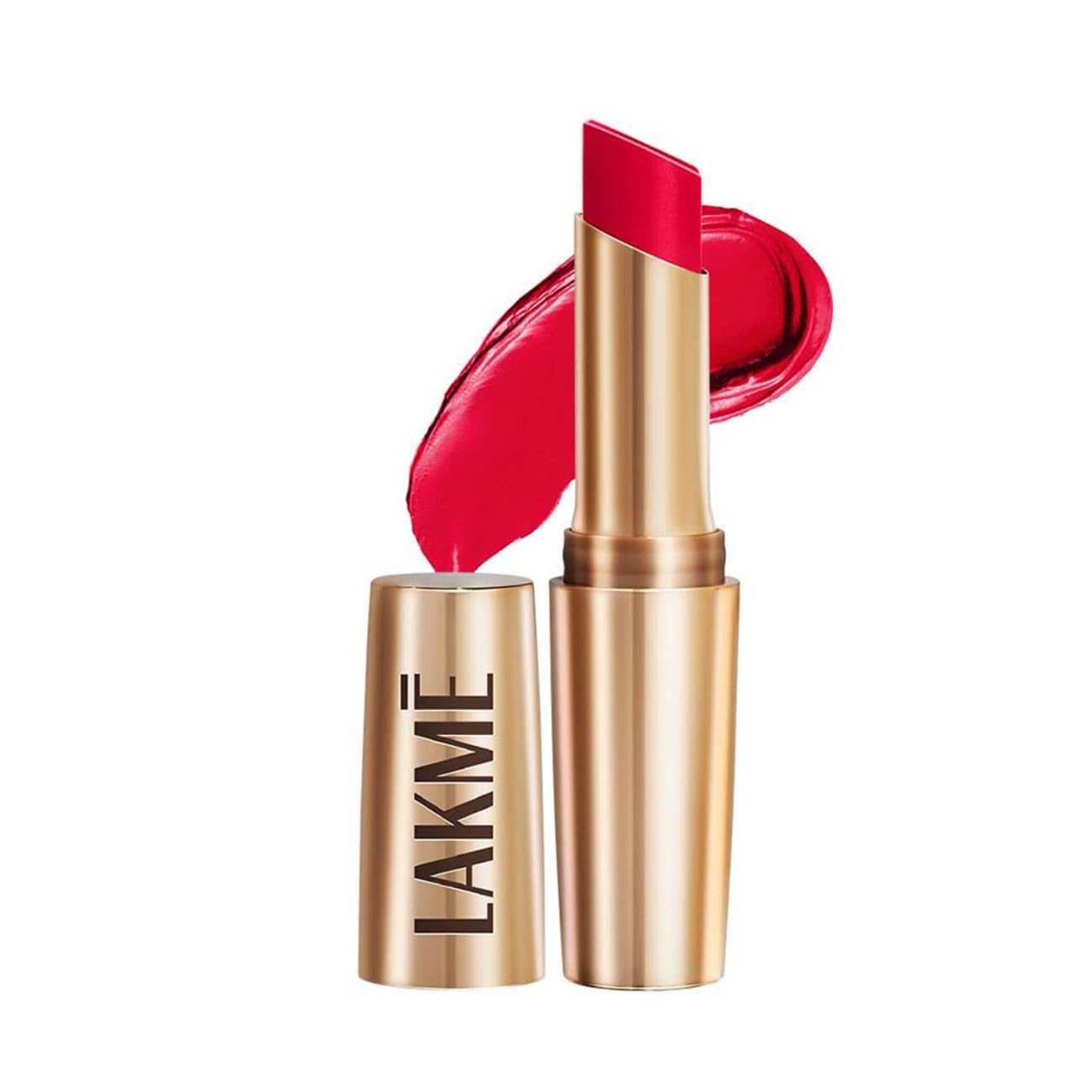 Lakme Powerplay Priming Matte Lipstick, Smooth Matte Finish, Lightweight Lipstick, Smudgeproof, Lasts 16hrs, Hydrates Lips, Red Coat, 3.6g