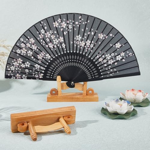 Beebeecraft 4 Stück Handfächer Ausstellungsständer Aus Holz 2.7x5.7(1) cm Chinesischer Klappfächer Basishalter Vintage Rack Für Die Tischorganisation Dekoratives Zuhause