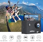 WiFi Appareil photo Ultra HD 1080P, 12MP Caméra de sport à large angle 2" LCD Écran, 30m/98ft Caméra sous-marine étanche avec 2 Kit Batteries et Accessoires pour Casque et Vélo etc.