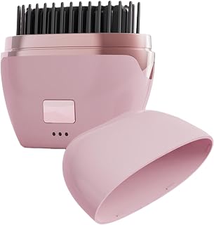 AWOKZA Mini Hair Straightener,Cordless Hair Straightener Brush, Portable Straightening Brushhot Comb Hair Straightener For Women,Three Temperature Adjustments Flat Iron For Travel, Multicolour. (Pink)