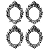 4er Set Retro Mini-Bilderrahmen - Vintage Rahmen In Oval, Herz, Rund & Rechteck
