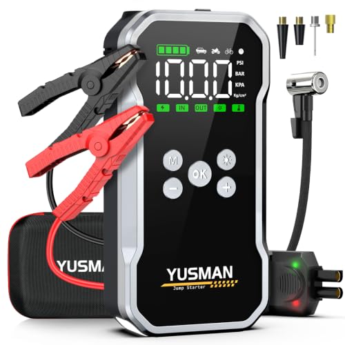 Booster Batterie Voiture 8000A avec Compresseur 160 PSI - Démarreur Portable 12V pour 10L Essence / 8L Diesel - Pinces Sécurité Intelligentes, LED, Fonction...