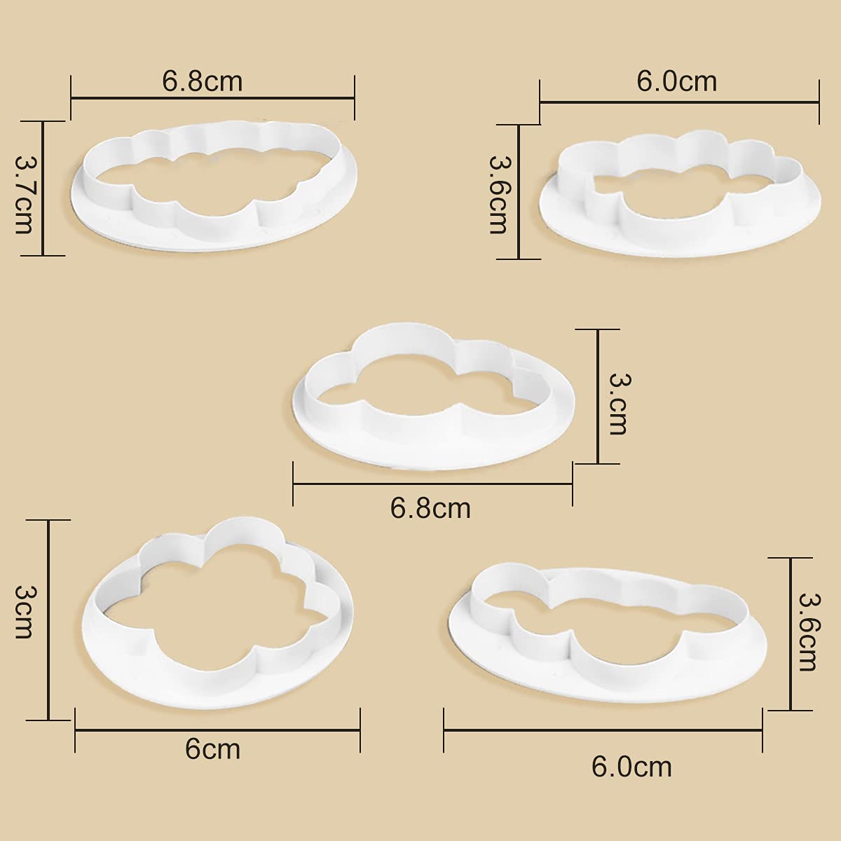 11 stuks uitsteekvormpjes, fondant, koekjessnijder