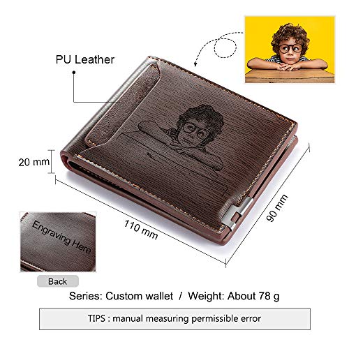 Custom Wallets for Men Dad Wallet Personalized Fathers Gifts Photo Slim Wallet Card Holder PU Leather Engraved Picture Birthday Christmas Valentines for Daddy2