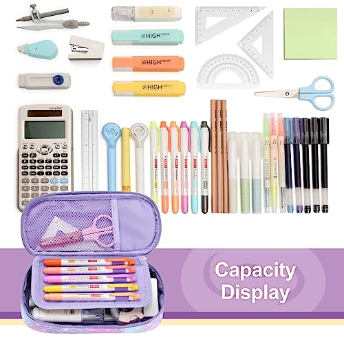 Image of Bagseri Pencil Case for Kids - Large School Supplies Pouch for Class | Girls Pencil Case Wide Opening, Kids Pen Bag with Multi-Slot, Cute Water Resistent Organizer for Stationery, Pink Dinosaur