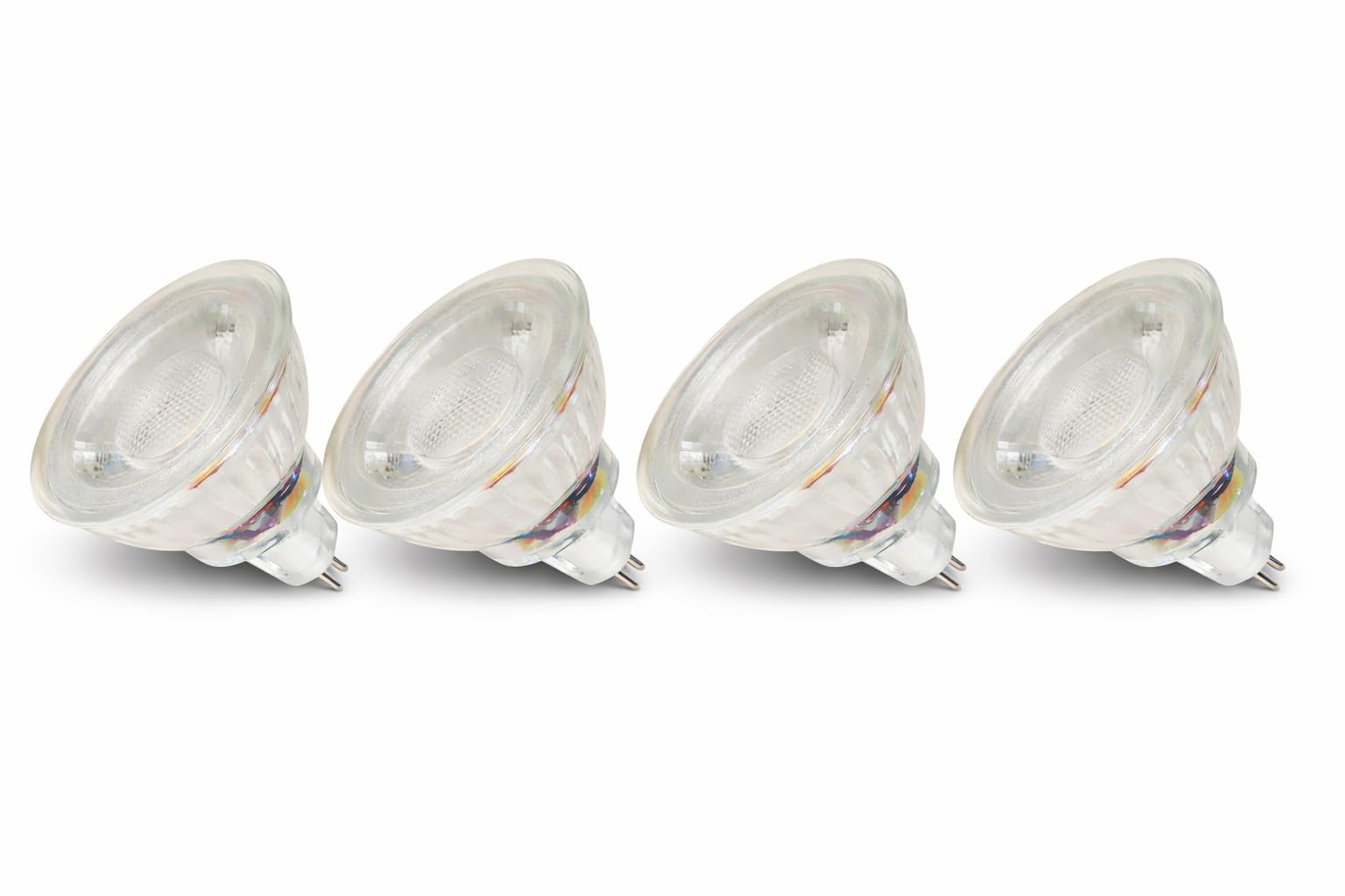LED Einbaustrahler 4er Set – 12V, 5W, Neutralweiß (4000K) – IP44 Feuchtraum geeignet – inkl. Trafo, 120 cm MR16-auf-AMP-Kabel & Verteiler – für Bad, Küche, Dusche & überdachten Außenbereich – Weiß