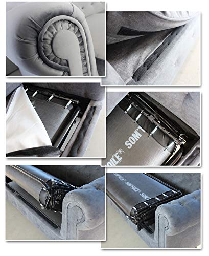 Schlafsofa Chesterfield Asti Bis 2-Sitzer, Sofa mit Schlaffunktion, Couch 2-er, Couchgarnitur, Sofagarnitur, Holzfüße, Glamour (Dunkelgrün (Velvet 78)) – Bild 5