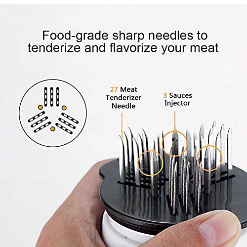 Sauces Injector Meat Tenderizer 3 Oz Marinade Flavor Syringe Needle Injector Steaks Flavor Syringe Cook Kitchen Tool with 30 Sharp Stainless Steel Needle (3 Injection Needle Pinhole) - Thumbnail 6