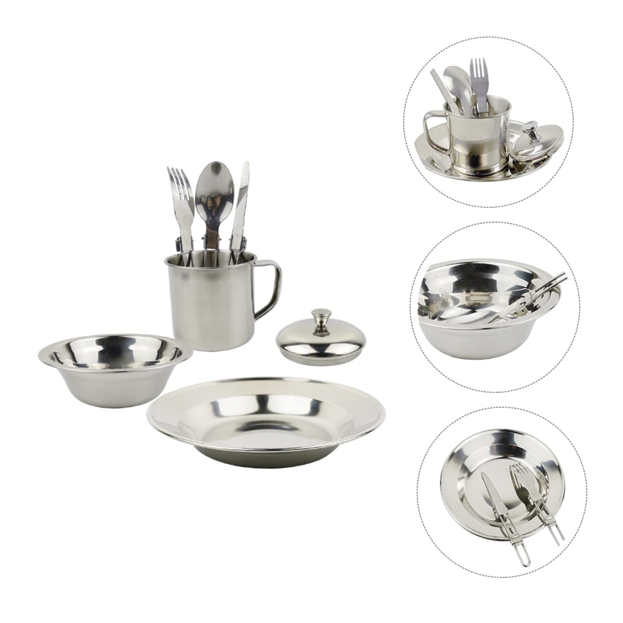 Abaodam Kit de Cuisinière de Camping Inoxydable de Vaisselle Portable pour Personnes pour Activités de Plein Air Barbecue