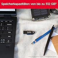 SanDisk Ultra Curve 3.2 Flash-Laufwerk 128 GB (bis zu 100 MB/s Lesen, RescuePRO Deluxe-Software, Schlüsselringöse) Blau – Ansicht 2