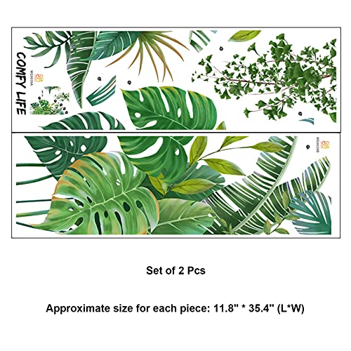 Big Green Leaf Wall Stickers Tropical Plant Leaves Window Decals Wall Murals Wall Art Decorative Sticker For Kids Home Living Room Bedroom Nursery Playroom Jungle Party Decor Decorations Supplies #TOP2