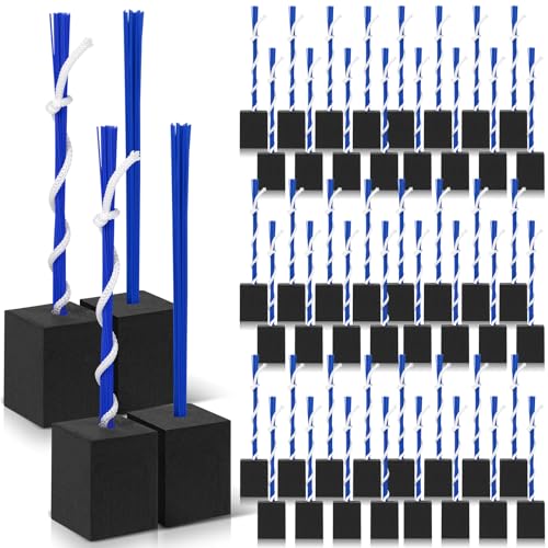 Shappy 48 Pcs Base Plugs Baseball Base Anchors with Tassel Heavy Duty Rubber Plug Dig Tools for Baseball Field Softball Drill(Blue)