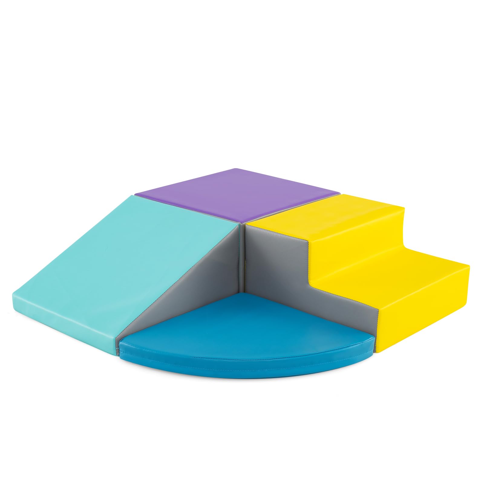 COSTWAY 4 Pieces Climb and Crawl Foam Play Set, Educational Software Activity Toys, Baby Soft Climbing Blocks for Toddlers, Preschoolers (Yellow+Blue) — image 1