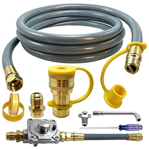 97352 98523 Natural Gas Conversion Kit for Monument Grills 41847NG 77352NG & Denali 605 Propane to Natural Gas Conversion Kit w/CSA 10Ft 1/2 ID Natural Gas Hose Regulator Quick Connect Fittings.