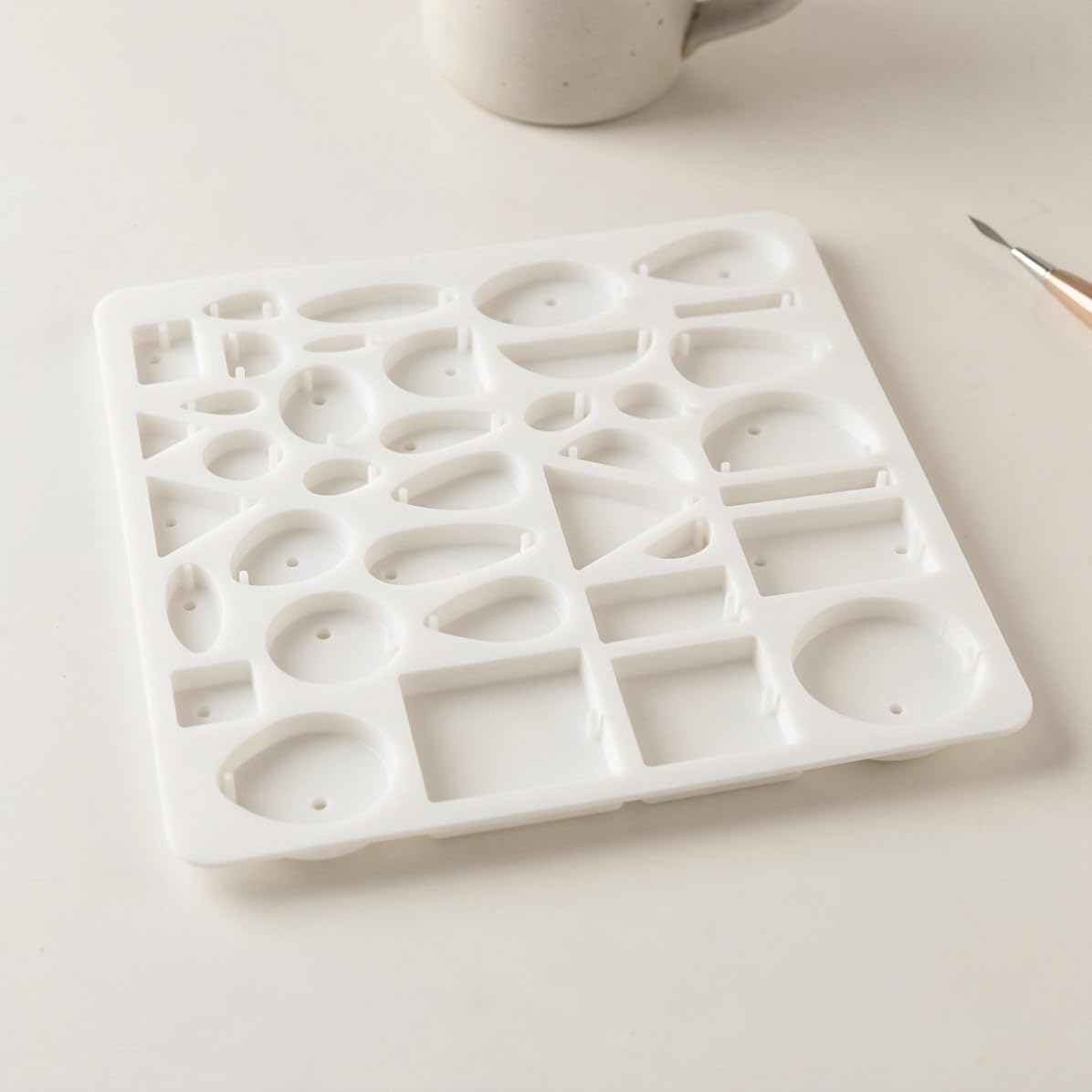 2pcs Geometric Silicone Resin Molds with Built in Holes for Jewelry