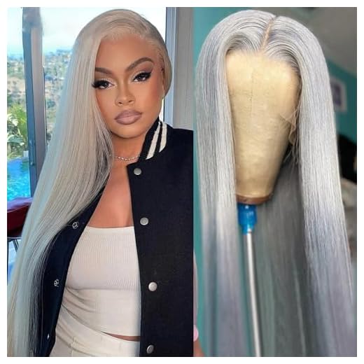 ALI V Grey Lace Front Wigs Human Hair Silver Human Hair Wigs 13×4 HD Lace Front Wigs Grey Human Hair Wigs 180 Density Grey Wigs for Black Women Silver Lace Front Wigs Human Hair 28in