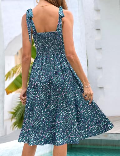 Image of Kranda Women 2026 Summer Casual Spaghetti Strap Sundress V Neck Sleeveless Flowy Boho Floral Midi Dress with Pockets
