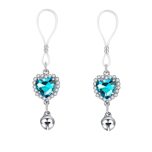 Mimimelon Heart Nipple Jewelry Rings Non Piercing Body Chains Adjustable Rhinestone Nipple Noose - C