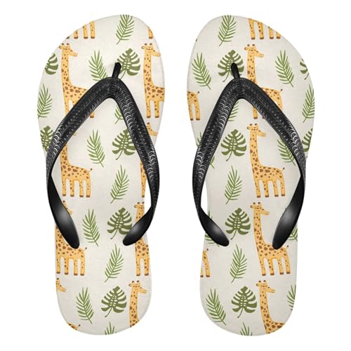 Cute Giraffes Tropical Leaves Flip Flop Beach Summer Casual Sandal for Women & Men Shower Shoes 20861728