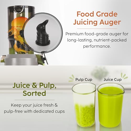 Image of Glen Cold Press Juicer for Home, 200W, 108mm Large Feed, 800ml Juice & 700ml Pulp Cup, 2 Size Filter, Low Noise RPM, Fruit & Vegetable Slow Juicer Machine, Easy Clean - SA-4015HSJ