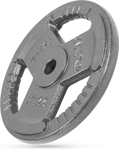 Gymtek Halterschijven 30mm, 10kg Gewichten, Krachttraining Gewichten, Fitness Schijven, Gietijzeren Plat, Tri-Grip Halter Gewicht, Langhalter Bumper Plates, Krachttrainingsapparatuur - Afbeelding 4
