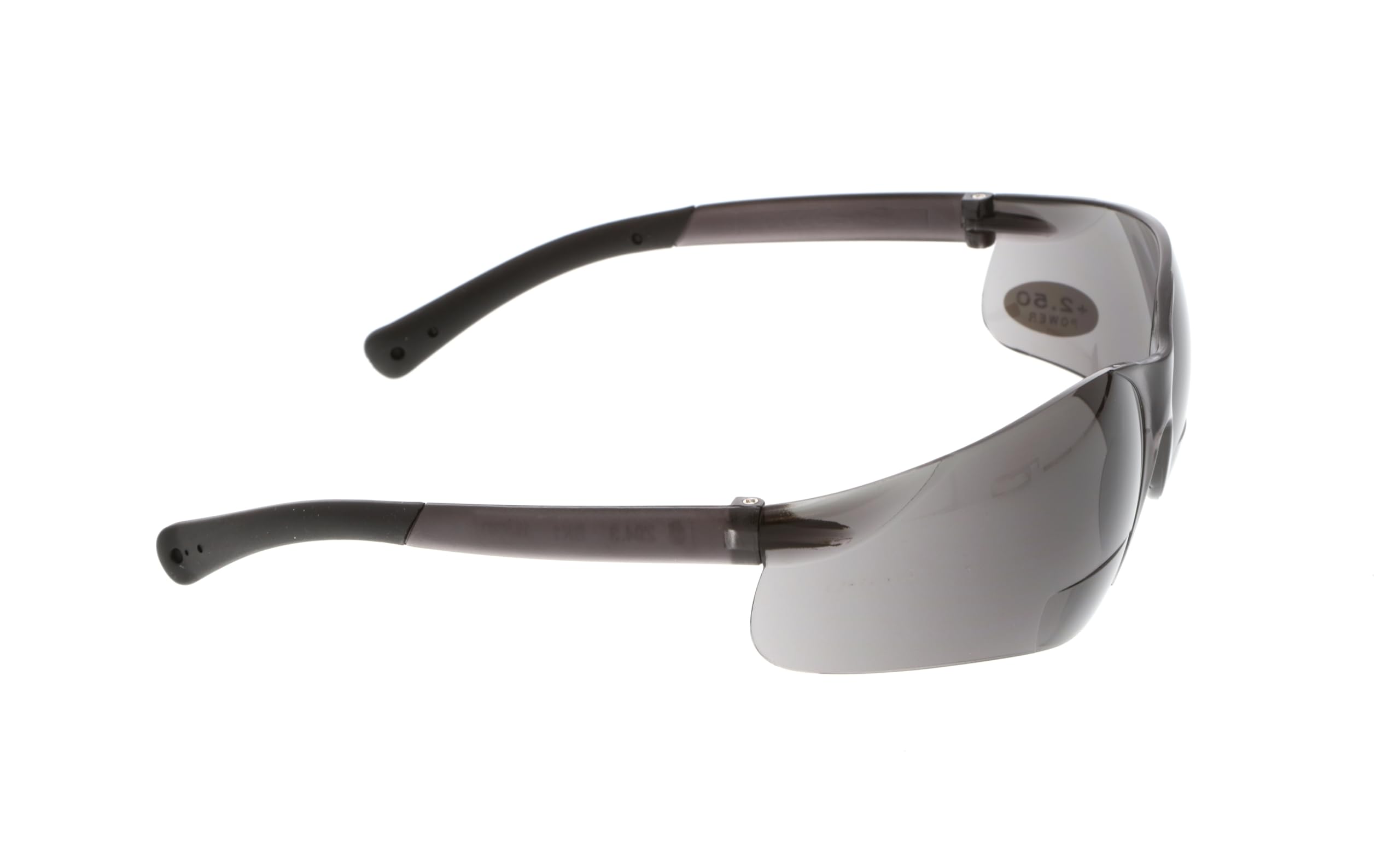 Crews BKH25G BearKat Magnifier Polycarbonate 2.5 Diopter Gray Lens Safety Glasses with Non-Slip Hybrid Black Temple Sleeve