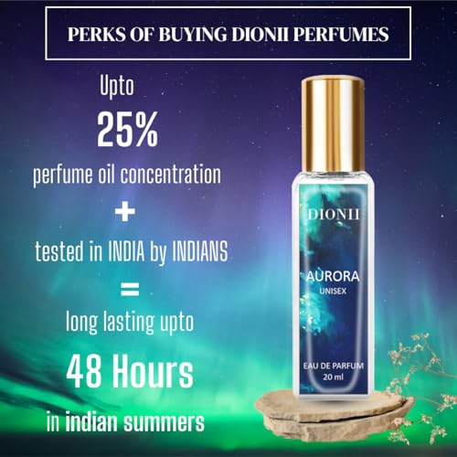 Image of Dionii AURORA Unisex Eau De Parfum Perfume | Long Lasting Aquatic Fragrance With Basil & Pine, 20 ML