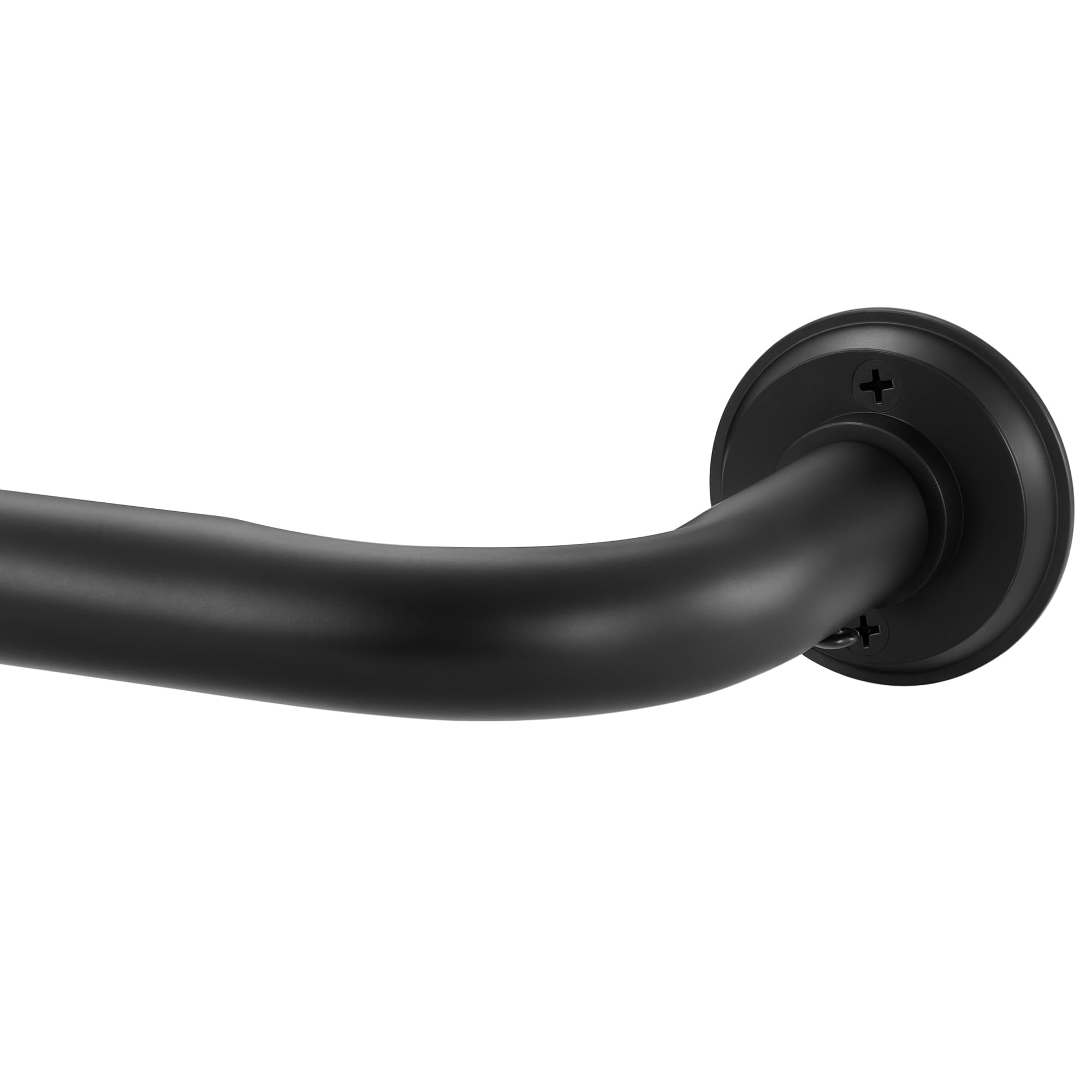 Photo 1 of 1 1/8 Inch Diameter Room Darkening Curtain Rods 110-160”, Heavy DutyWindow Wrap Around Drapery Rod with Aluminum Bracket, All Accessories, Wall Mounted Ceiling Mounted, Adjustable Length, Matte Black