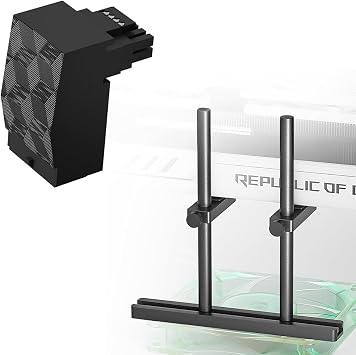 12VHPWR 90 Degree Adapter Type B and Aluminum Dual Brace GPU Support Bracket for Fan Mounting